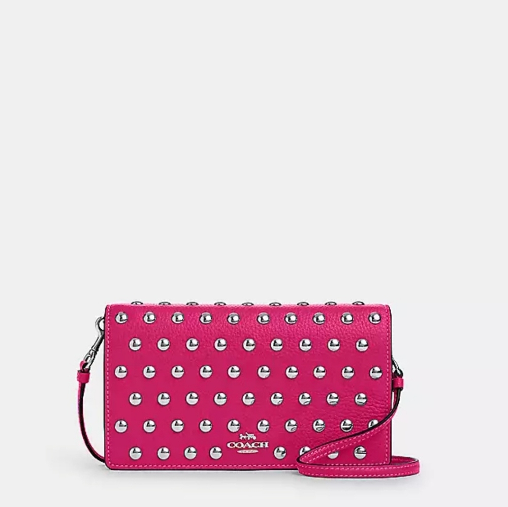 NWT COACH Anna Foldover Clutch Crossbody With Rivets